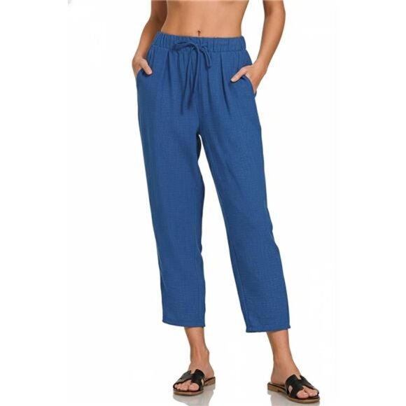 Zenana Outfitters Pants - Zenana Woven Crepe Elastic Band Waist Pants